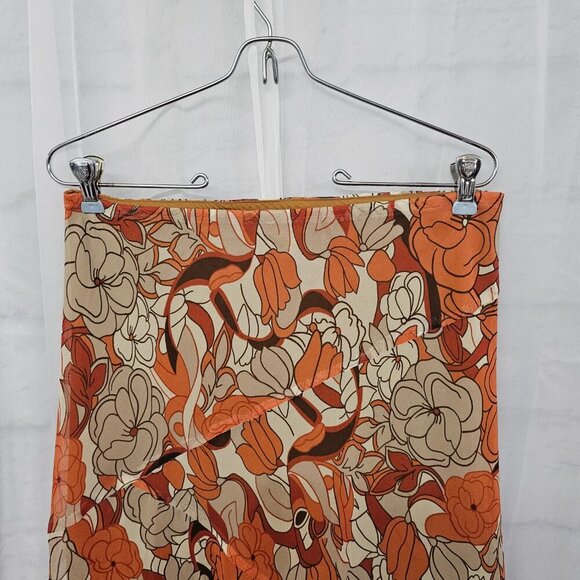 Cato Rust Taupe Floral Boho Midi Skirt Festival Fairy S - Picture 2 of 11